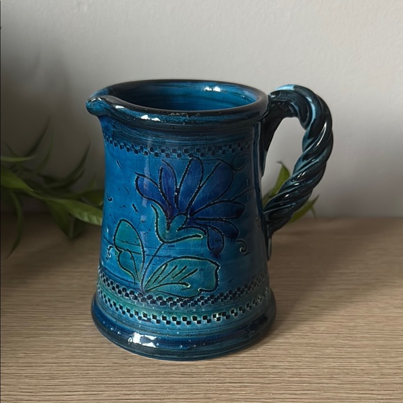 Handcrafted Blue Ceramic Pitcher - Picture 7 of 7